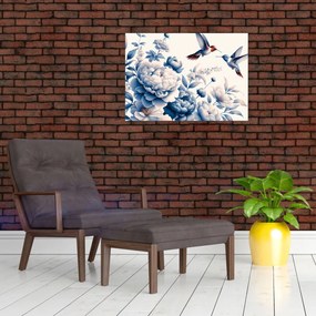 Kép - Kolibrik a virág felett (70x50 cm)