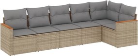 vidaXL 6 részes bézs polyrattan kerti ülőgarnitúra párnával