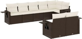 vidaXL 8 részes barna polyrattan kerti ülőgarnitúra párnákkal