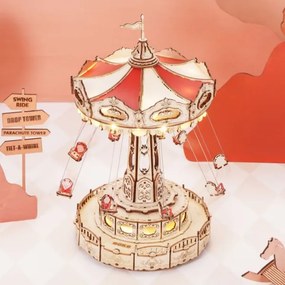 RoboTime - 3D zenedoboz puzzle Láncos körhinta 3xAAA