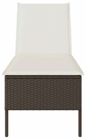 barna polyrattan napozóágy párnával 55x200x44 cm