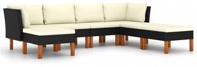 7 részes fekete polyrattan kerti ülőgarnitúra párnákkal
