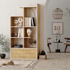 Modern könyvespolc Houseland FĂ©lzafĂr tölgy/fehĂ©r