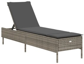 Szürke polyrattan napozóágy párnával