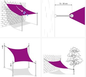 homokszínű háromszög alakú HDPE napvitorla 160 g/m² 3x3x3 m