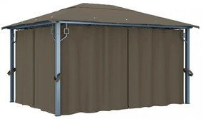 tópszínű alumíniumpavilon függönnyel/LED fényfüzérrel 4 x 3 m