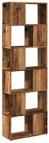 antik fa színű térelválasztó könyvszekrény 60x24x186 cm