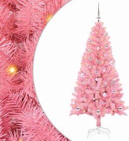 vidaXL Karácsonyfa 150 LED-del állvánnyal Rózsaszín 150 cm PVC