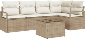 vidaXL Kanapé Szett 6 pcs Bézs polirattan