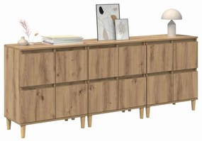 Oldalszekrények 3 pcs Artisan tölgy 60 x 35 x 70 cm Faanyag