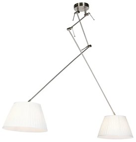 Acél lógólámpa redőzött árnyékolókkal krémszínű 35 cm 2-lámpás - Blitz
