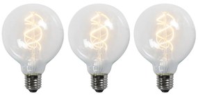 3 db E27 LED csavart izzószál izzó készlet G95 átlátszó 5W 400lm 2200K