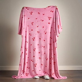 Rózsaszín fleece takaró 200x240 cm Heart – Catherine Lansfield