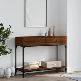 barna tölgyszínű szerelt fa tálalóasztal 100 x 34,5 x 75 cm