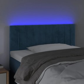 sötétkék bársony LED-es fejtámla 90x5x78/88 cm