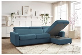 Kék kinyitható sarokkanapé (variálható) Monaco – Bobochic Paris