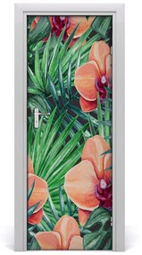 Ajtóposzter Orchid és pálmák 75x205 cm