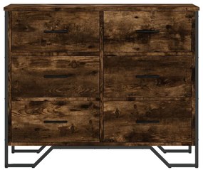 füstös tölgy színű szerelt fa komód 91 x 35,5 x 74,5 cm