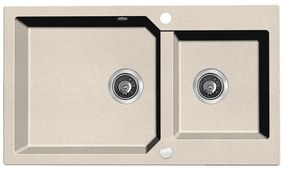 Kuchinox Milos, 2 rekeszes gránit mosogató 860x500x215 mm + szifon, bézs, LAV-SPM_4208