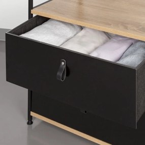 Intenso Home ruhafogas 2db nagyméretű fiókkal polcokkal 60 x 175cm modern tölgy színben | Előszobai ruhatároló cipőtartóval / nyitott gardrób