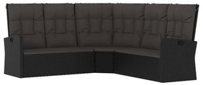 2 részes fekete polyrattan kerti ülőgarnitúra párnákkal