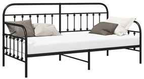 Fekete Nappaliágy Keret 100x190 cm Acél