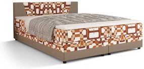 Franciaágy  Boxspring 180 cm Linda Comfort (minta + világosbarna) (matraccal és tárolóhellyel). 1056057