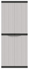 szürke és fekete PP kültéri tárolószekrény 65 x 37 x 165 cm