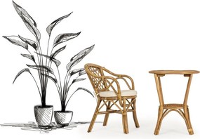 Natúr színű tömörfa-rattan kerti szék Athina – Bizzotto