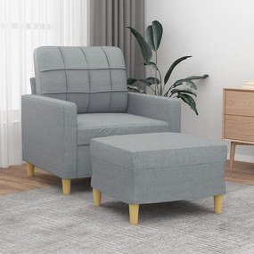világosszürke szövet kanapéfotel lábtartóval 60 cm