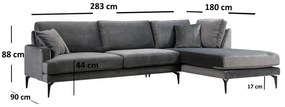 Sarokkanapé Papirolla (J) (antracit + fekete). 1106937
