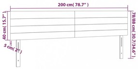 sötétbarna szövet LED-es fejtámla 200x5x78/88 cm