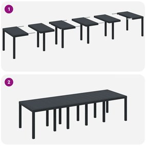 13 darabos Kerti Étkezőkészlet Párnákkal Antracit Polirattan, Kert Asztal Antracit 150x100x73 cm Polirattan, Kerti Székek Párnákkal 4 db Antracit Polirattan