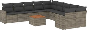 vidaXL 11 részes szürke polyrattan kerti ülőgarnitúra párnákkal