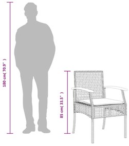 2 db szürke polyrattan és akácfa kerti szék párnákkal