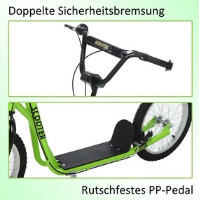 HOMCOM Gyerek Roller fékkel, állítható magasságú, könnyű acél, világoskék