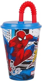 Pókember Streets szívószálas pohár, műanyag 430 ml