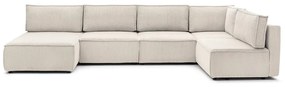 Krémszínű kordbársony sarokkanapé ("U" alakú-variálható) Nihad modular – Bobochic Paris