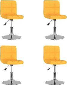 vidaXL 4 db sárga szövet forgó étkezőszék