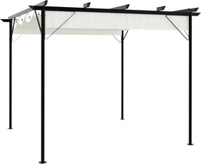 vidaXL fehér-krémszínű acélpergola behúzható tetővel 3 x 3 m