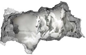 3d lyuk fal dekoráció Fehér lovak nd-b-44040199