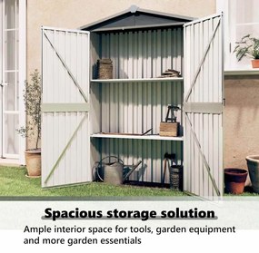 szürke horganyzott acél kerti fészer 116x45x175 cm