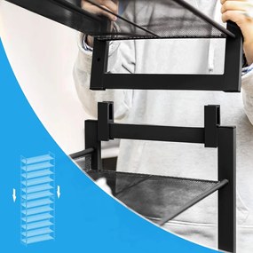 Cipőtartó polc 2x6 szintes fém háló polcokkal, fekete 92x30x220cm