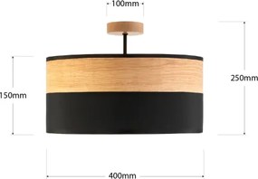 ALBA felületre szerelt csillár 3xE27/15W/230V, átmérő 40 cm, fekete/barna