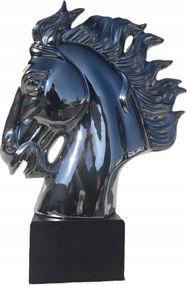 Figura Fej Ló Figura Kerámia Lófej Ezüst színben