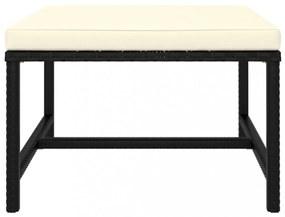 3 részes fekete polyrattan kerti ülőgarnitúra párnával