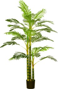 HOMCOM Mesterséges Pálma 190 cm Mesterséges Növény, Műanyag Mesterséges Növények Cserépben, Mesterséges Pálma, Műnövény a Nappaliba, Hálószobába, Irod