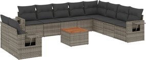 vidaXL 11 részes szürke polyrattan kerti ülőgarnitúra párnákkal