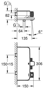 GROHE 34718000 - GROHTHERM SMARTCONTROL 12” termosztátos kádcsaptelep, króm