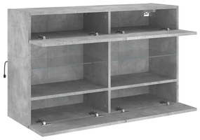 betonszürke falra szerelhető TV-szekrény LED-del 98,5x30x60,5cm